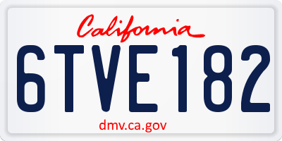 CA license plate 6TVE182