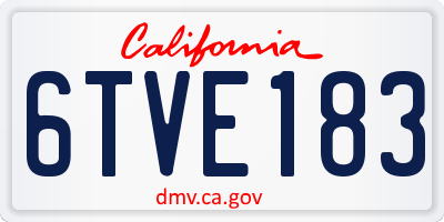 CA license plate 6TVE183