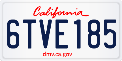 CA license plate 6TVE185