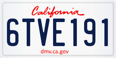 CA license plate 6TVE191