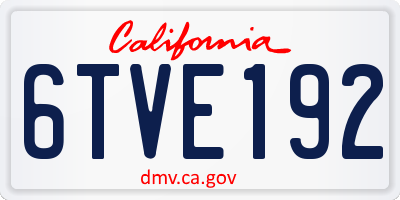 CA license plate 6TVE192