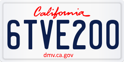 CA license plate 6TVE200