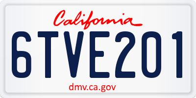 CA license plate 6TVE201