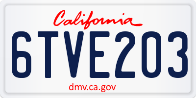 CA license plate 6TVE203