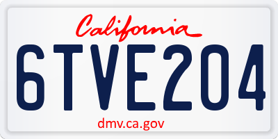 CA license plate 6TVE204