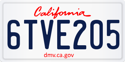 CA license plate 6TVE205