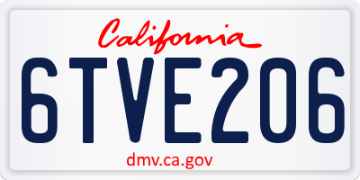 CA license plate 6TVE206