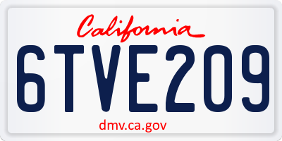 CA license plate 6TVE209