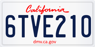 CA license plate 6TVE210