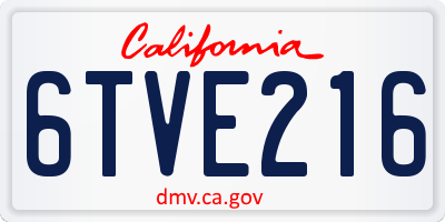 CA license plate 6TVE216