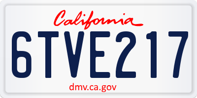 CA license plate 6TVE217