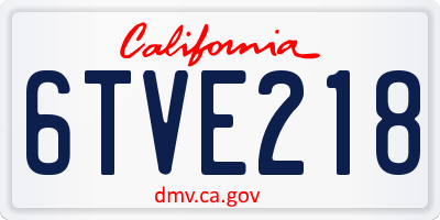 CA license plate 6TVE218