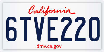 CA license plate 6TVE220