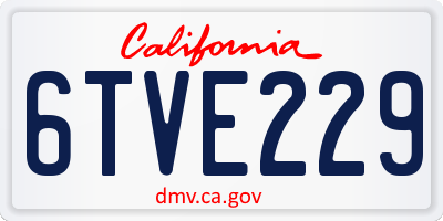 CA license plate 6TVE229