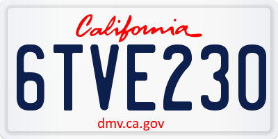 CA license plate 6TVE230