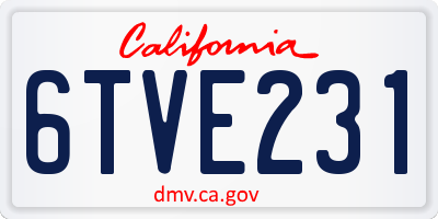 CA license plate 6TVE231