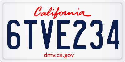 CA license plate 6TVE234