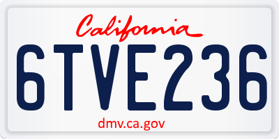 CA license plate 6TVE236