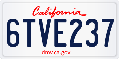 CA license plate 6TVE237