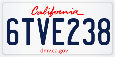 CA license plate 6TVE238