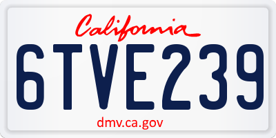 CA license plate 6TVE239