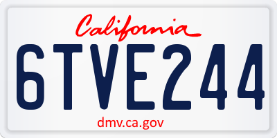 CA license plate 6TVE244