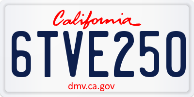 CA license plate 6TVE250