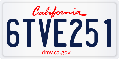 CA license plate 6TVE251