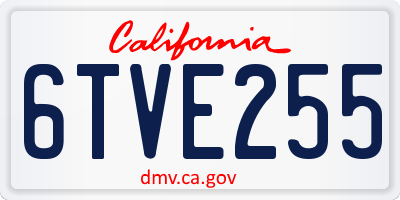 CA license plate 6TVE255