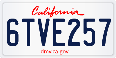 CA license plate 6TVE257