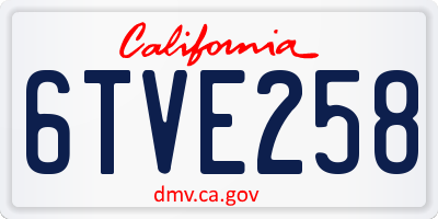 CA license plate 6TVE258