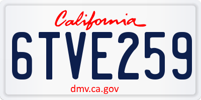 CA license plate 6TVE259