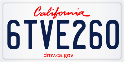 CA license plate 6TVE260