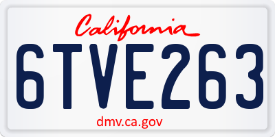 CA license plate 6TVE263