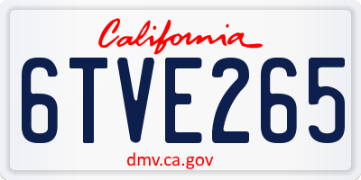 CA license plate 6TVE265