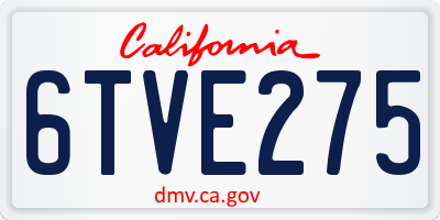 CA license plate 6TVE275