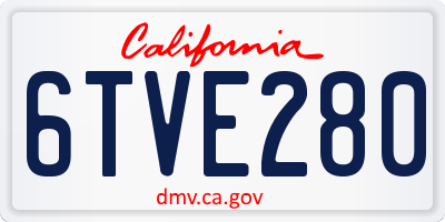 CA license plate 6TVE280