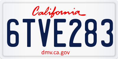 CA license plate 6TVE283