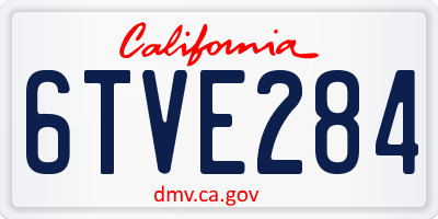 CA license plate 6TVE284