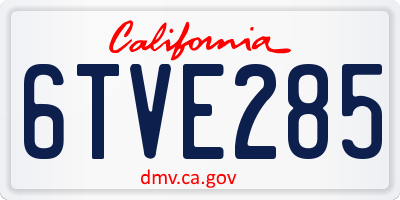 CA license plate 6TVE285