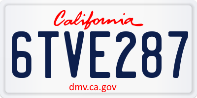 CA license plate 6TVE287