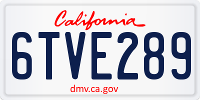 CA license plate 6TVE289