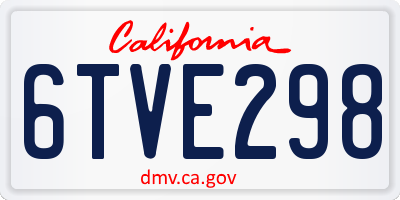 CA license plate 6TVE298