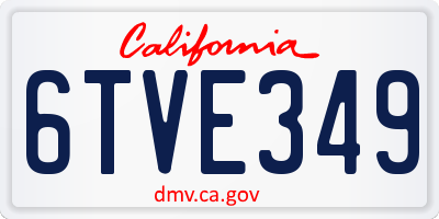 CA license plate 6TVE349