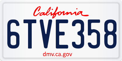 CA license plate 6TVE358