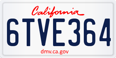 CA license plate 6TVE364