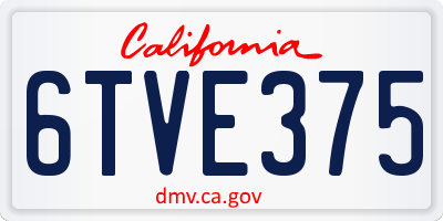 CA license plate 6TVE375