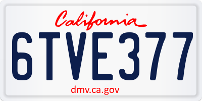 CA license plate 6TVE377
