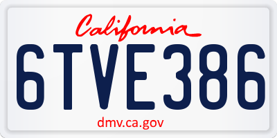 CA license plate 6TVE386