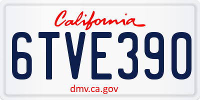 CA license plate 6TVE390
